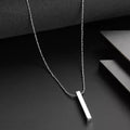 Minimalist Stainless Steel Vertical Bar Pendant Necklace for Men & Women