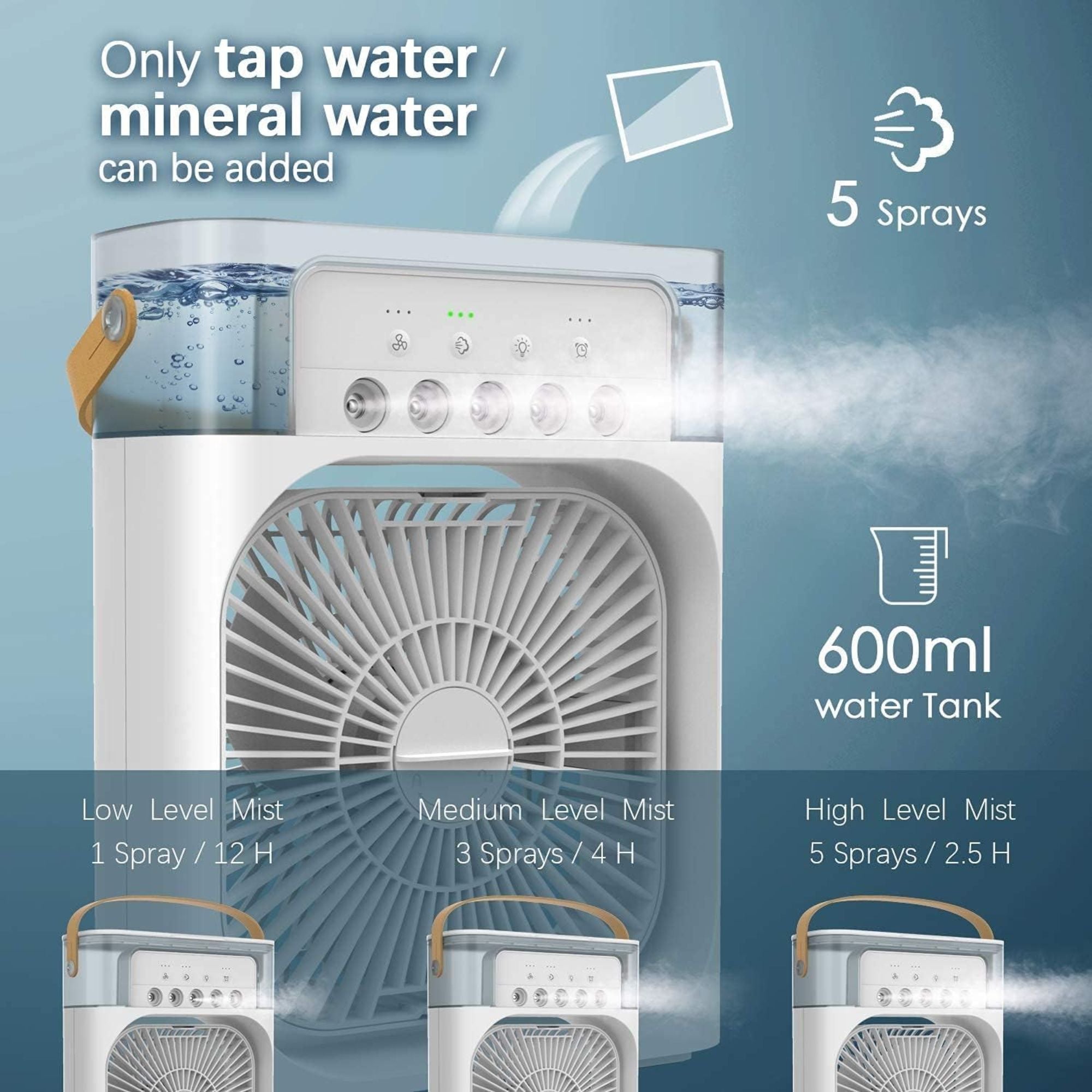 Portable Air Cooler Fan with 7-Color Light – Personal AC Fan