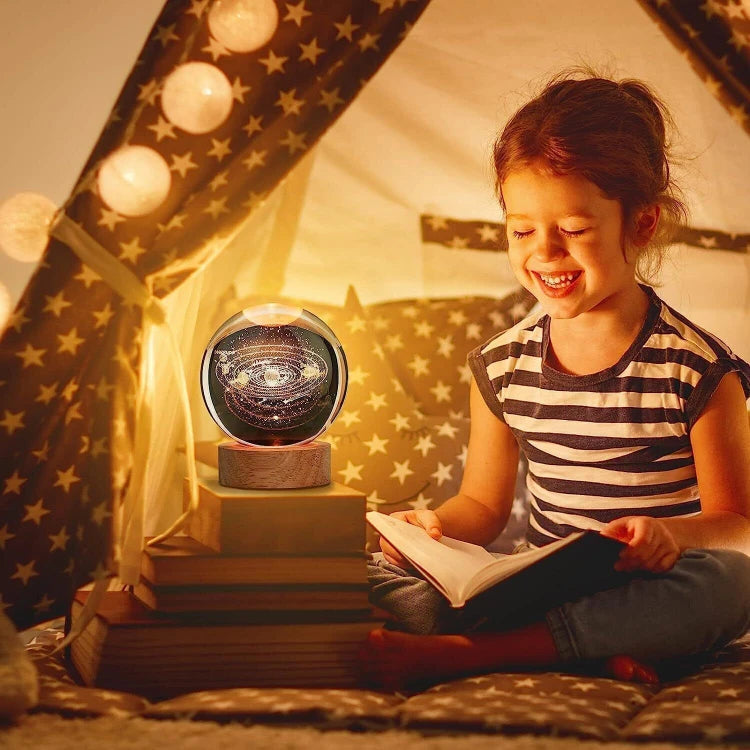 3D Space Galaxy Planet Crystal Ball Night Light Ball