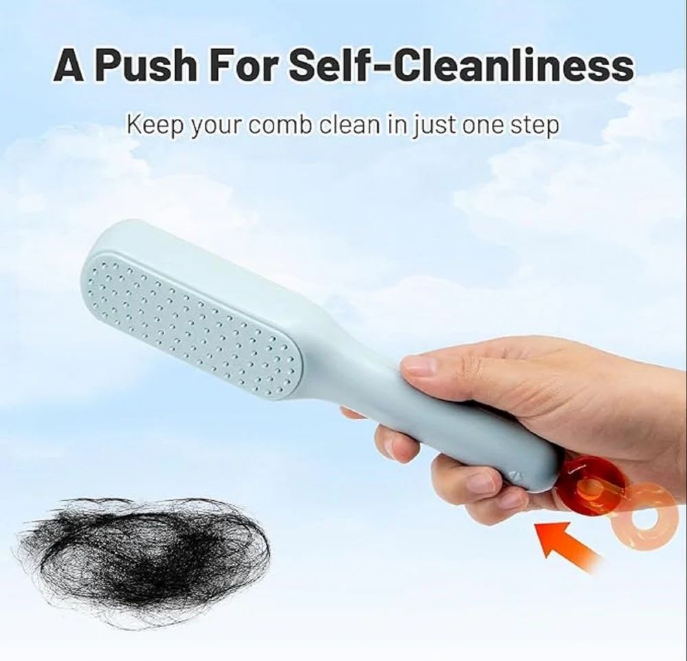 Self Easy Clean Hair Brush One Pull Clean Hair Brush Hair Dressing Comb Anti Static Massage Comb