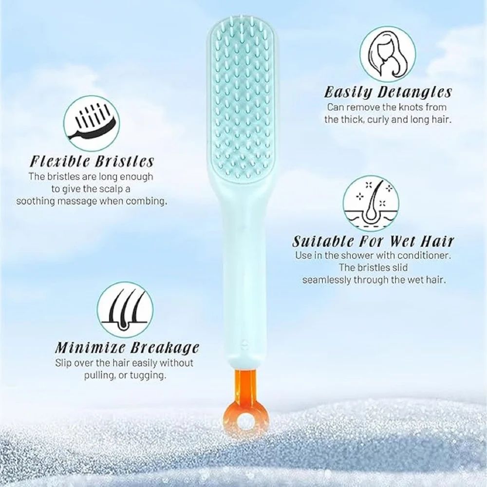 Self Easy Clean Hair Brush One Pull Clean Hair Brush Hair Dressing Comb Anti Static Massage Comb