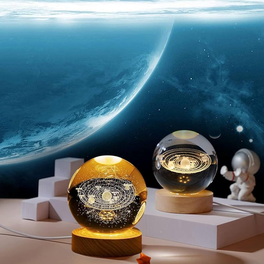 3D Space Galaxy Planet Crystal Ball Night Light Ball