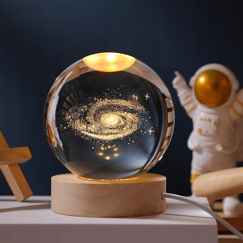 3D Space Galaxy Planet Crystal Ball Night Light Ball