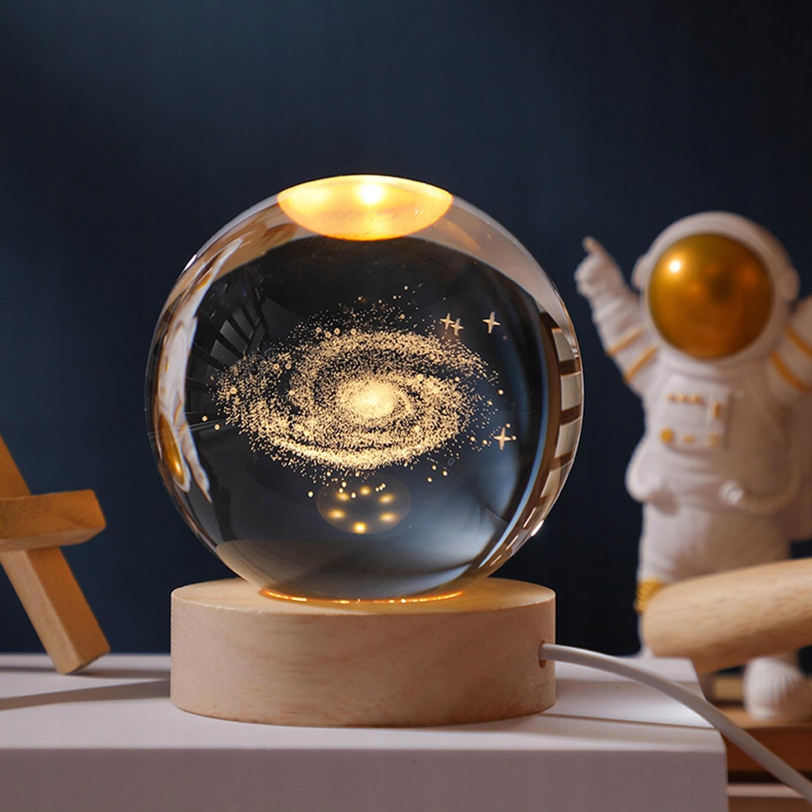 3D Space Galaxy Planet Crystal Ball Night Light Ball
