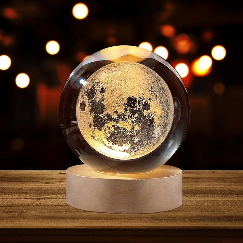 3D Moon crystal ball lamp for birthdays and room decorations