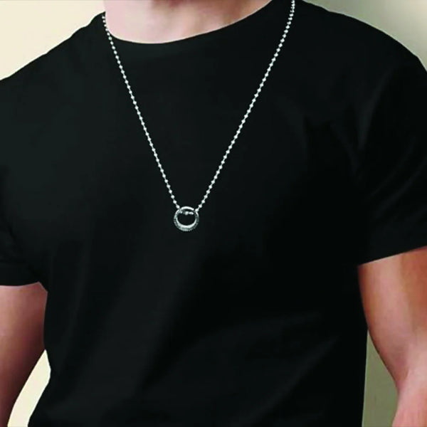 Modern Silver Circle Pendant Necklace – Sleek Minimalist Unisex Jewelry