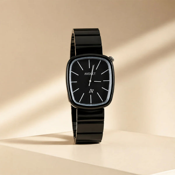 Midnight Edge – Minimalist Black Square Watch