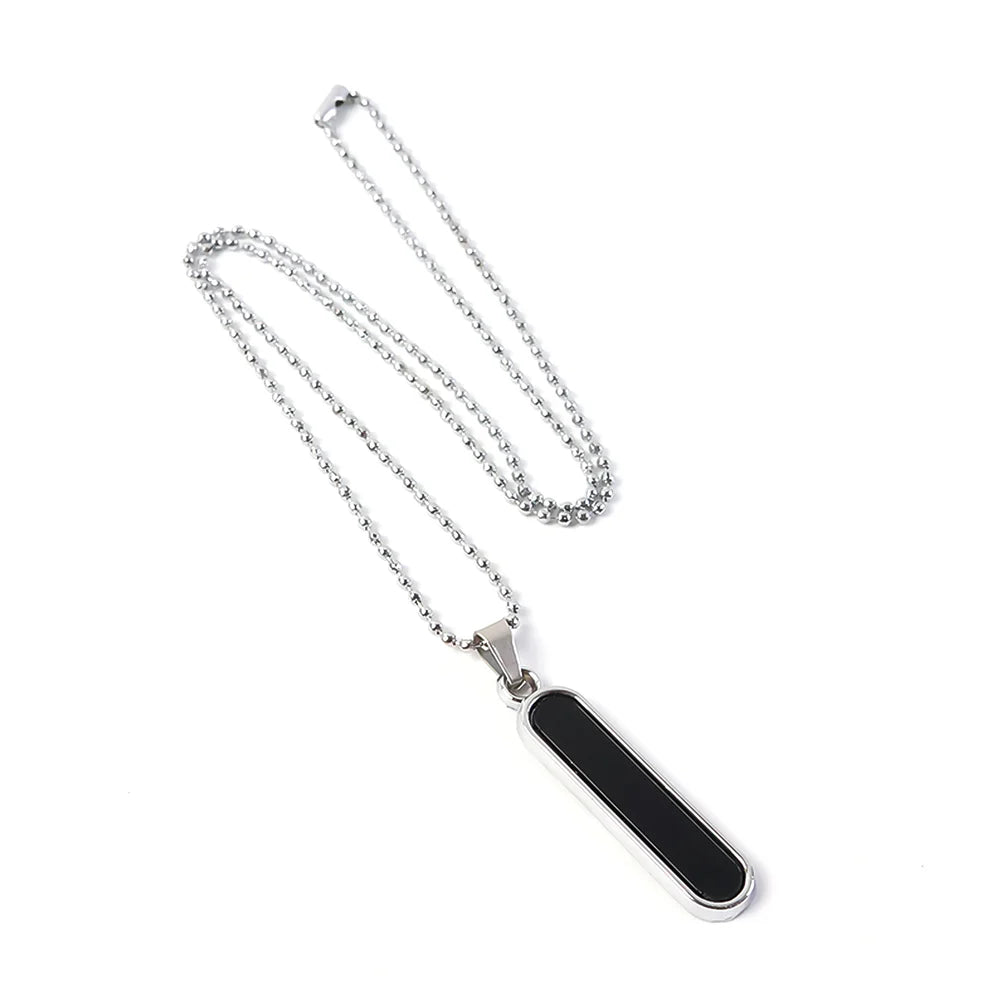 Modern Black Bar Pendant – Sleek Stainless Steel Unisex Necklace