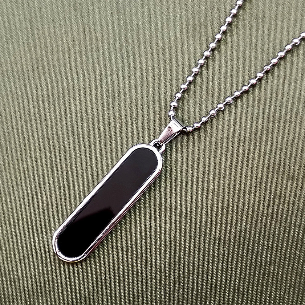 Modern Black Bar Pendant – Sleek Stainless Steel Unisex Necklace
