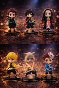 6-Pack Anime Character Mini Statues with Stands – Collectible Toy Set