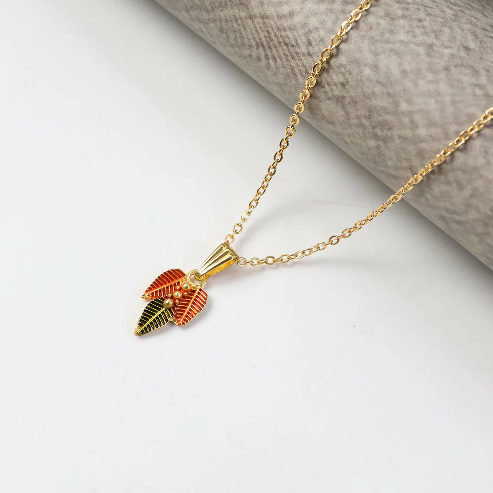 Gold-Plated Nature-Inspired Leaf Pendant Necklace for Women