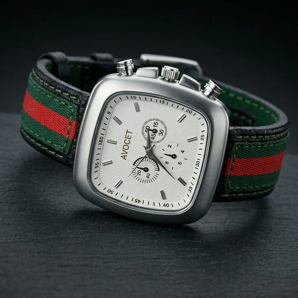 AVOCET Heritage Square Chronograph – Timeless Elegance, Modern Precision(White)