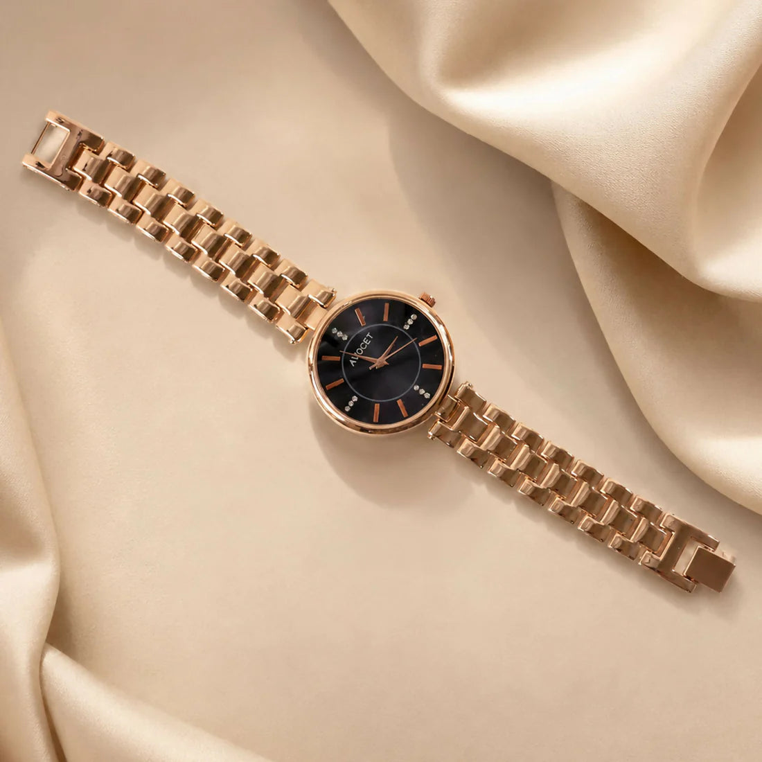 Luxury Rose Gold Black Dial Women's Watch
