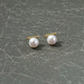 Minimalist Gold Bar Pearl Stud Earrings – Elegant Timeless Jewelry