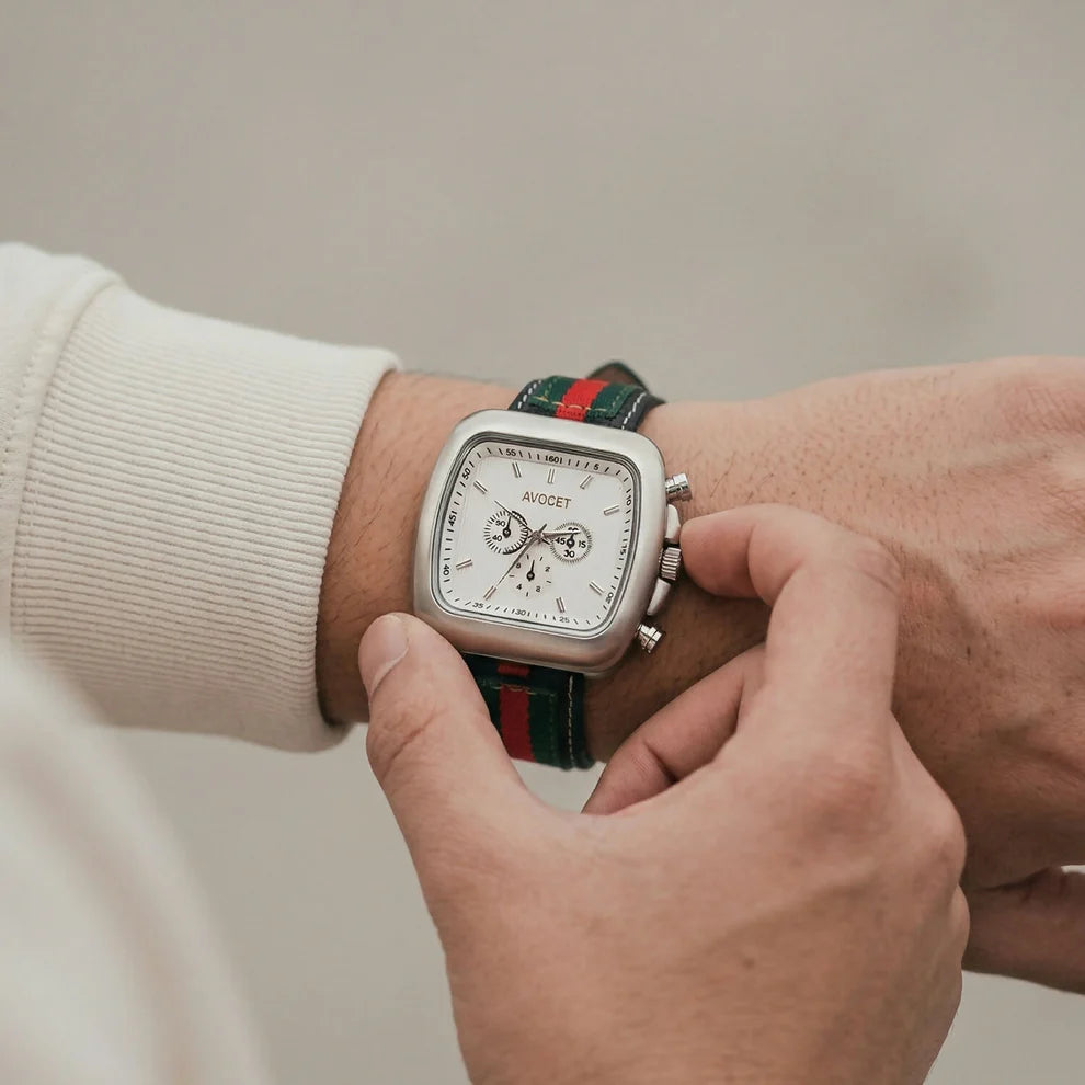 AVOCET Heritage Square Chronograph – Timeless Elegance, Modern Precision(White)