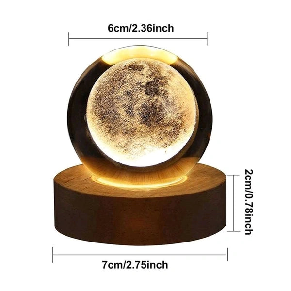 3D Moon crystal ball lamp for birthdays and room decorations
