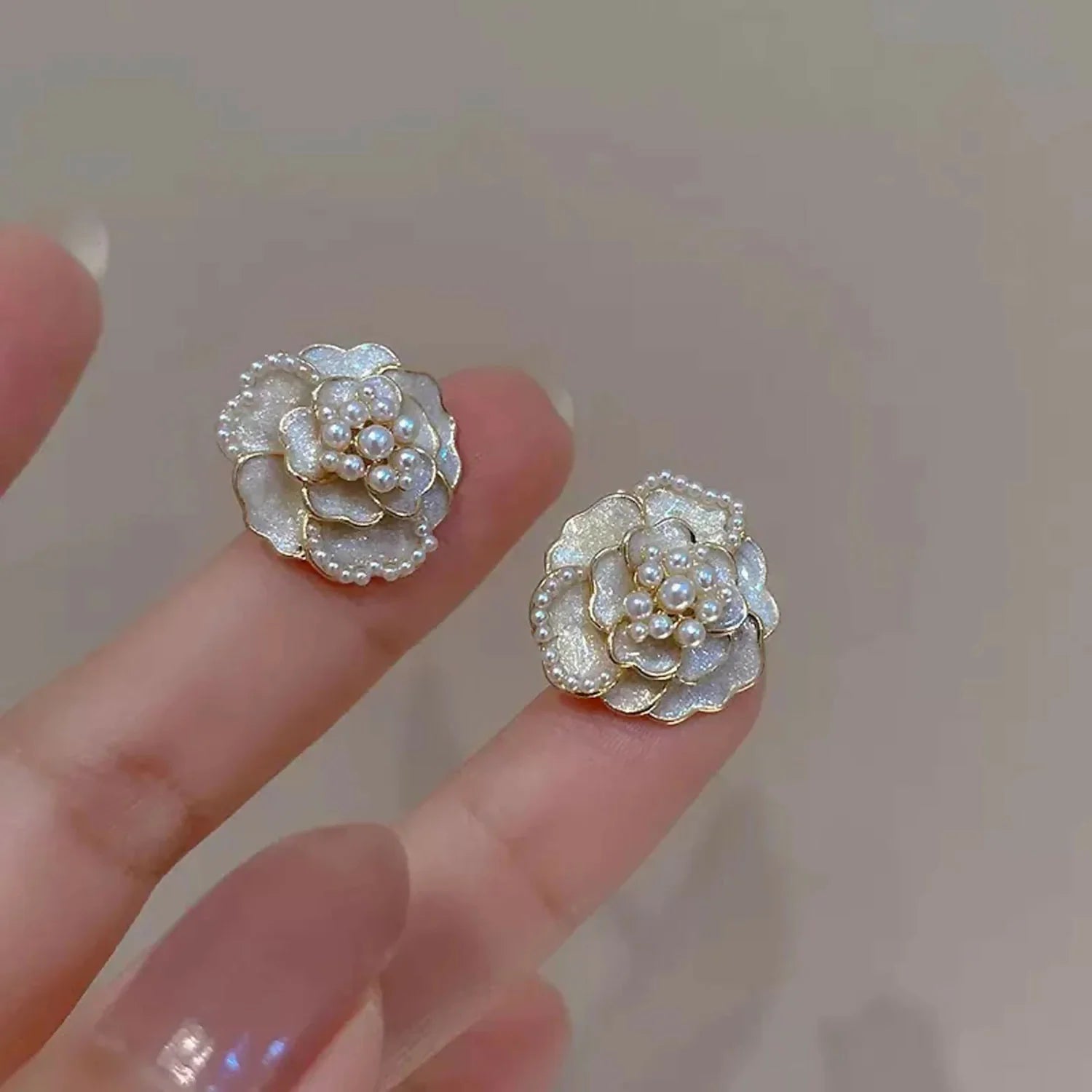 Vintage Gold Floral Statement Earrings