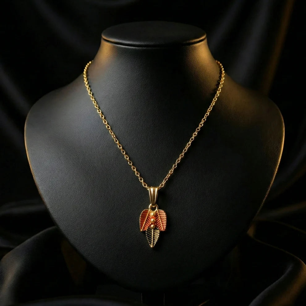 Gold-Plated Nature-Inspired Leaf Pendant Necklace for Women