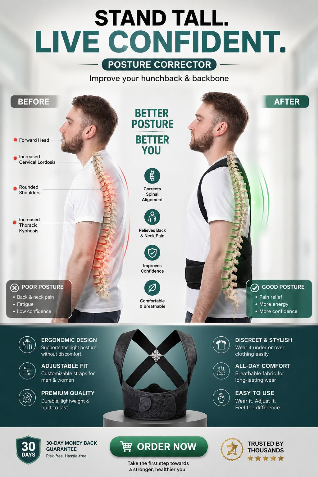 PostureFlex – Adjustable Back Straightener & Shoulder Support Belt