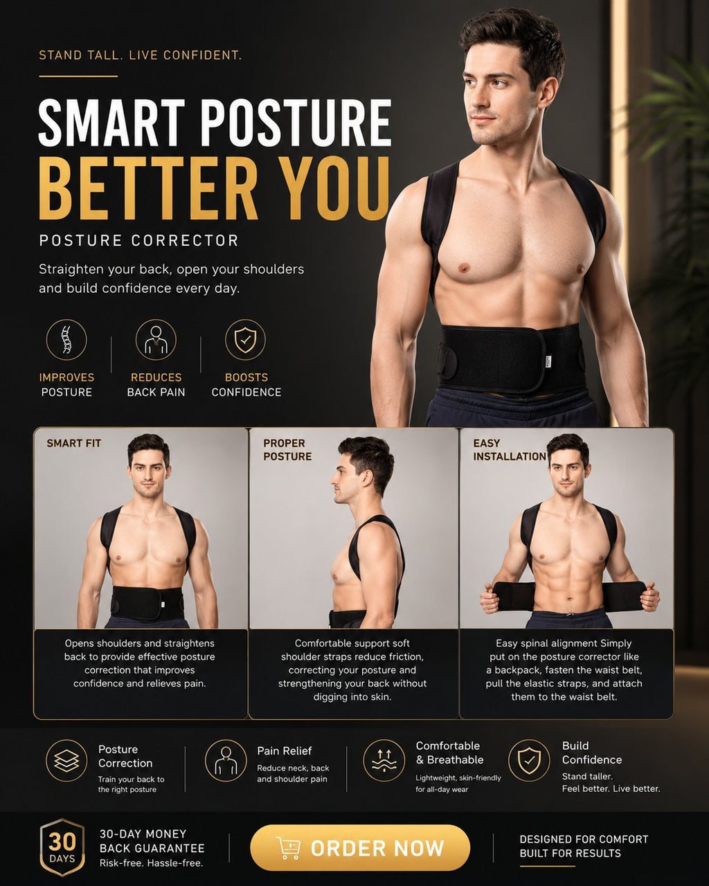 PostureFlex – Adjustable Back Straightener & Shoulder Support Belt