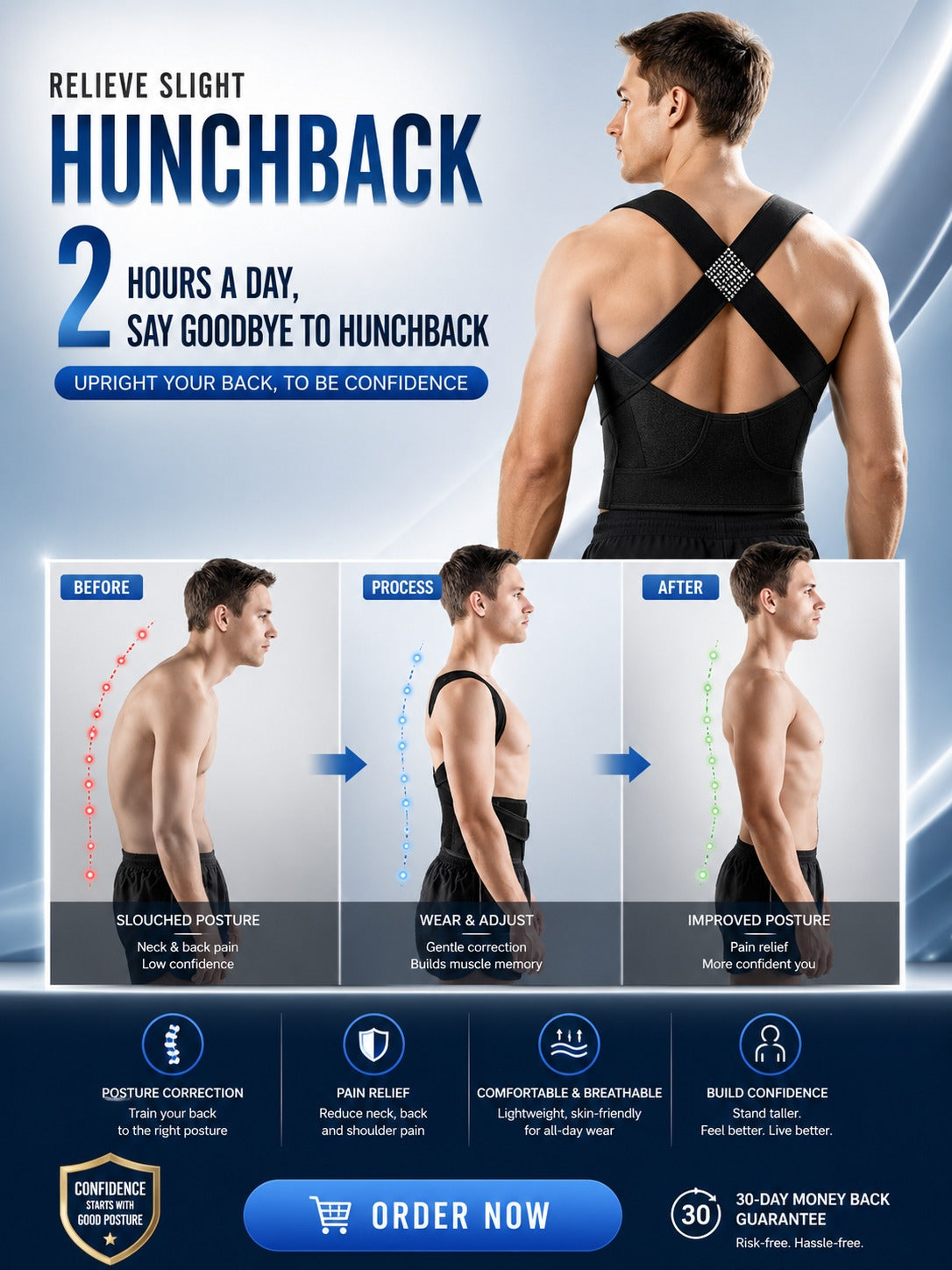 PostureFlex – Adjustable Back Straightener & Shoulder Support Belt