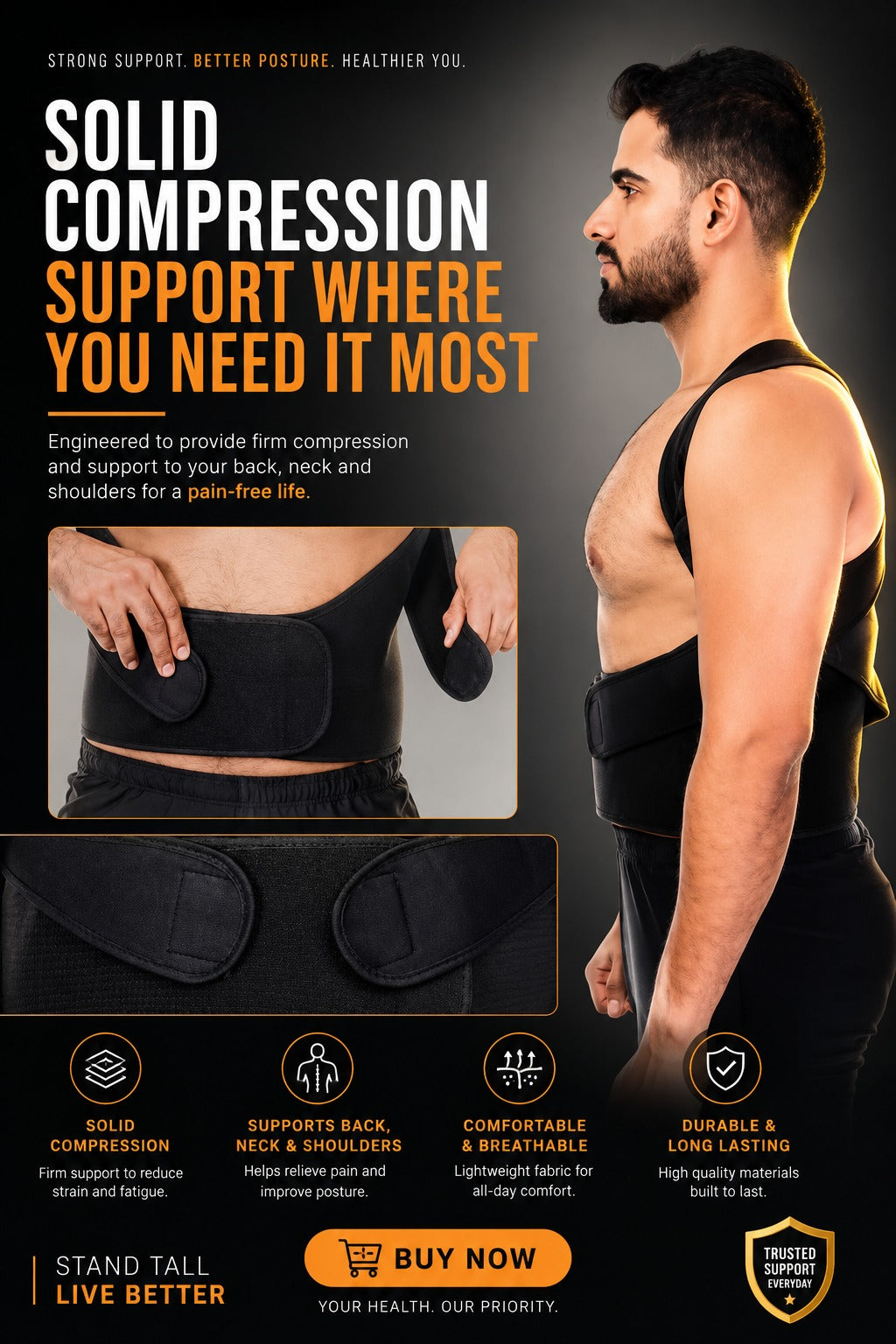 PostureFlex – Adjustable Back Straightener & Shoulder Support Belt