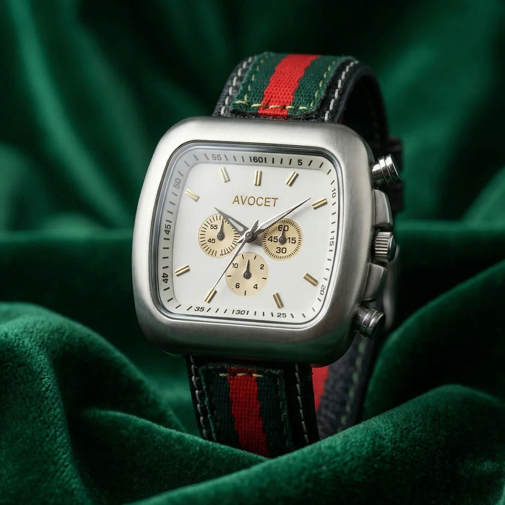 AVOCET Heritage Square Chronograph – Timeless Elegance, Modern Precision(White)