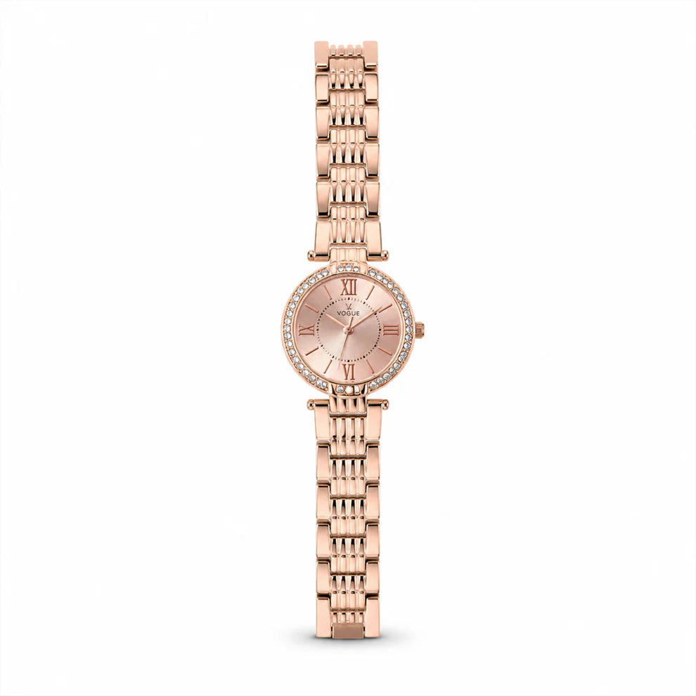 Luxury Rose Gold Crystal Analog Watch for Women