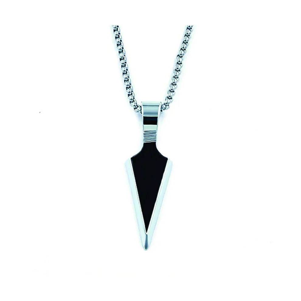 Modern Black Arrowhead Pendant – Sleek Stainless Steel Necklace