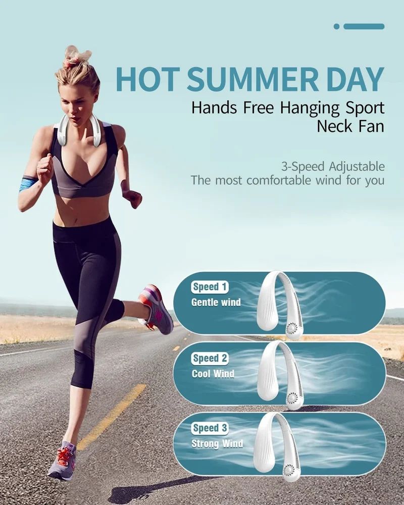 Portable Neck Fan, Bladeless Cooling Fan, 8H Working Time