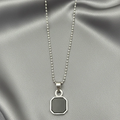 Modern Black Octagon Pendant Necklace – Sleek Stainless Steel Unisex Jewelry