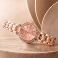 Luxury Rose Gold Crystal Analog Watch for Women