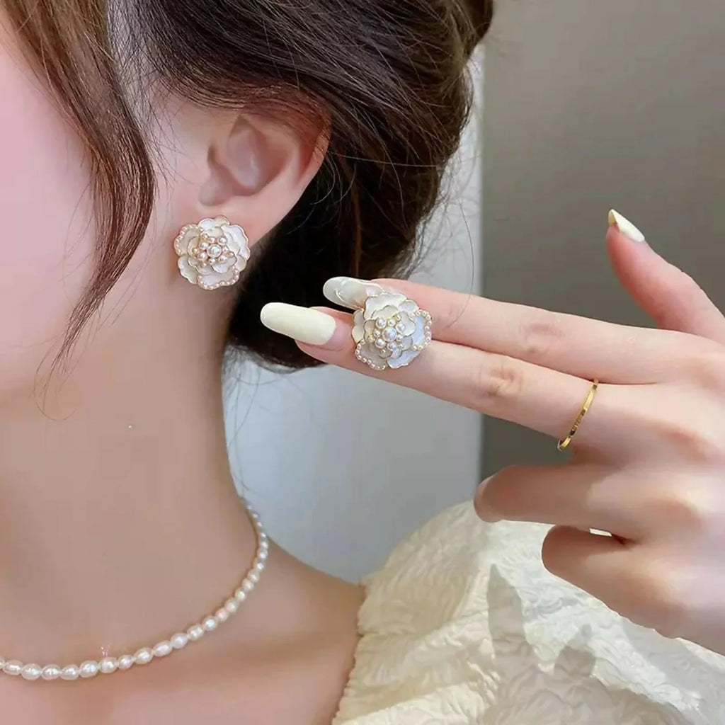 Vintage Gold Floral Statement Earrings