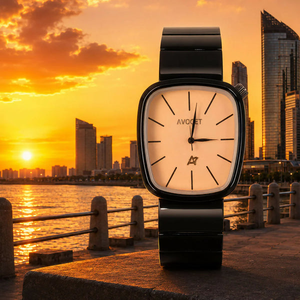 Premium Black Rectangular Analog Watch for Men
