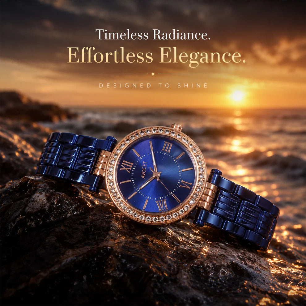AVOCET Sapphire Elegance Crystal Bezel Blue Bracelet Watch
