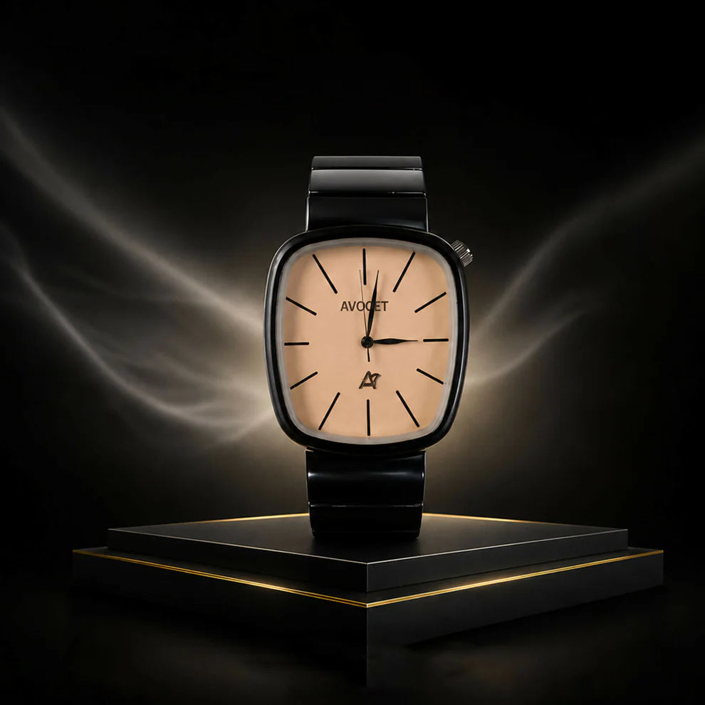 Premium Black Rectangular Analog Watch for Men